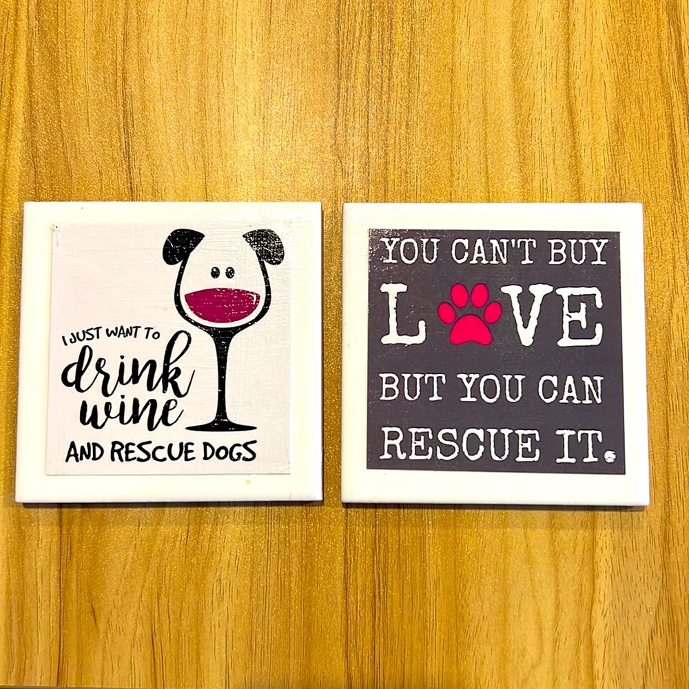 Ceramic Pet Dog Cat Wine Glass Drink Coasters